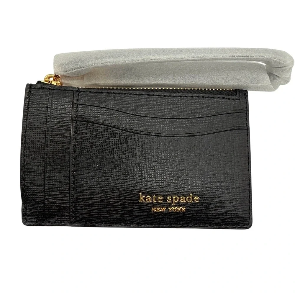 Kate Spade Morgan Card Case Wristlet Black Saffiano Leather K8928 New
